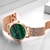 Montre-bracelet-maille-en-acier-inoxydable-pour-femmes-Quartz-japonais-tanche-pierre-de-Malachite-verte-marque