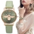 Montre-pour-dames-design-simple-abeille-vintage-cuir-vert-dames-montre-de-luxe-mode-casual-dames
