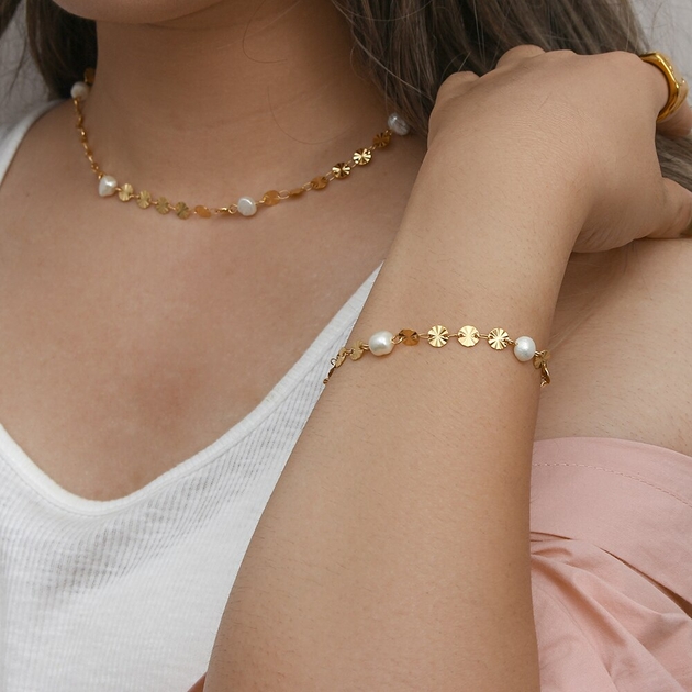 Parure de bijoux en Or 14 carats, pour femme , boucles d'oreilles,  Bracelet, collier pendentif.
