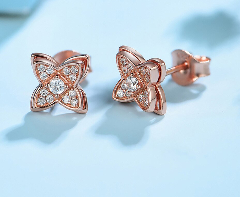 Boucles D'oreilles Croissant de Lune & Soleil Oz En Plaqué Or 18 Carats 750/000