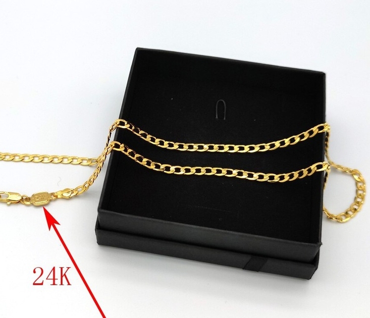 chaîne en Or 24 carats pour homme et femme, collier Or 24 carats, 20 pouces, 50x4 mm. Colliers