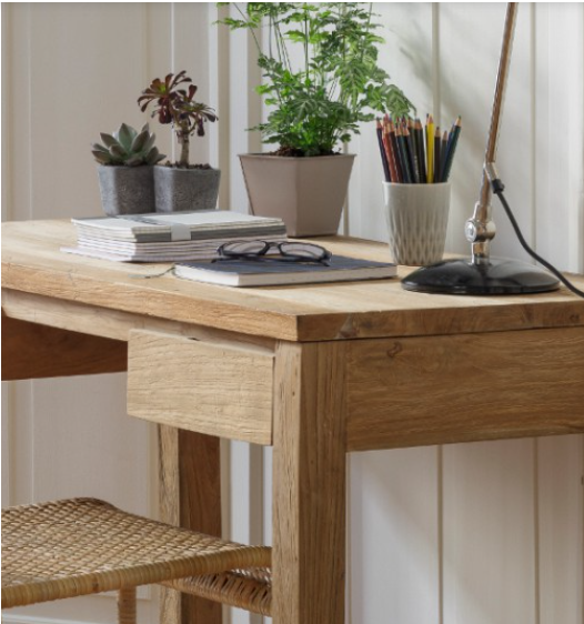 Bureau_2_tiroirs_teck_brossé_zoom_veinage