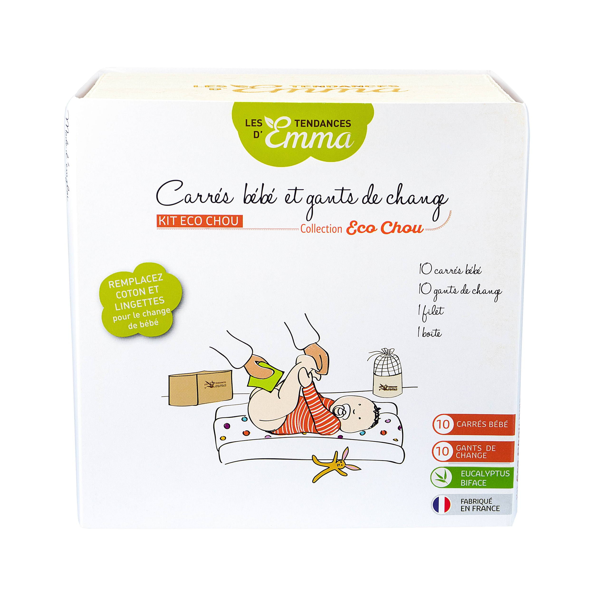 Kit Eco Chou, carré bébé et gant Eucalyptus Tendances d'Emma