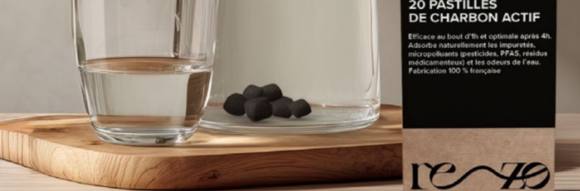 Pastilles de charbon actif pour l'eau de Rezo