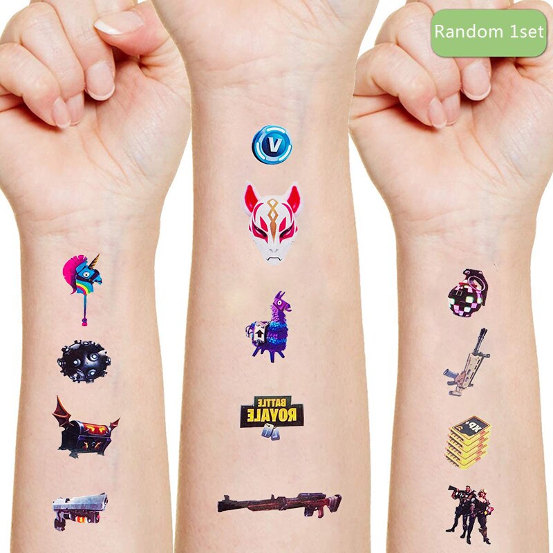 Fortnite-autocollants-de-tatouage-de-dessin-anim-pour-enfants-1-ensemble-d-autocollants-al-atoires-d