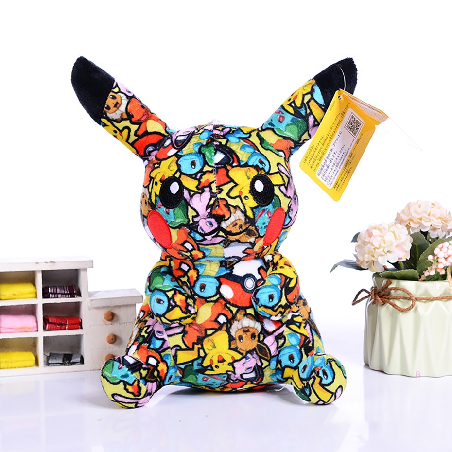 Nouvelle-peluche-Pok-mon-Pikachu-en-dition-limit-e-13-cm-style-art-graffiti-jouet-en