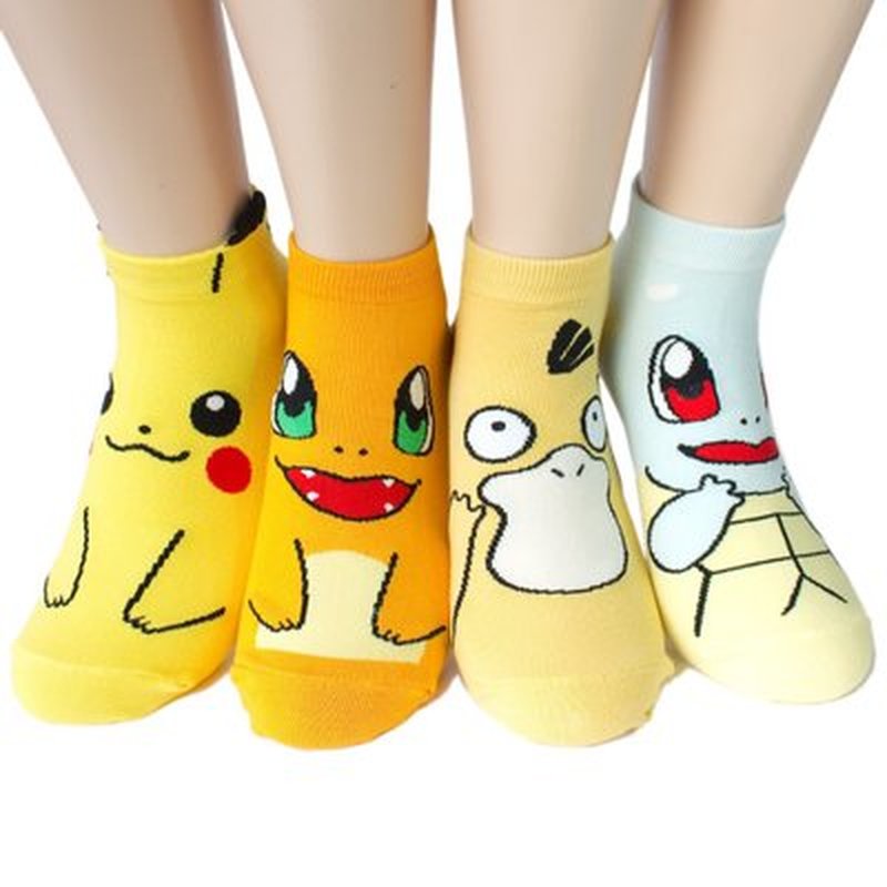 Chaussettes-Pokemon-Pikachu-pour-enfants-figurines-de-dessin-anim-accessoires-Cosplay-chaussettes-imprim-es-courtes