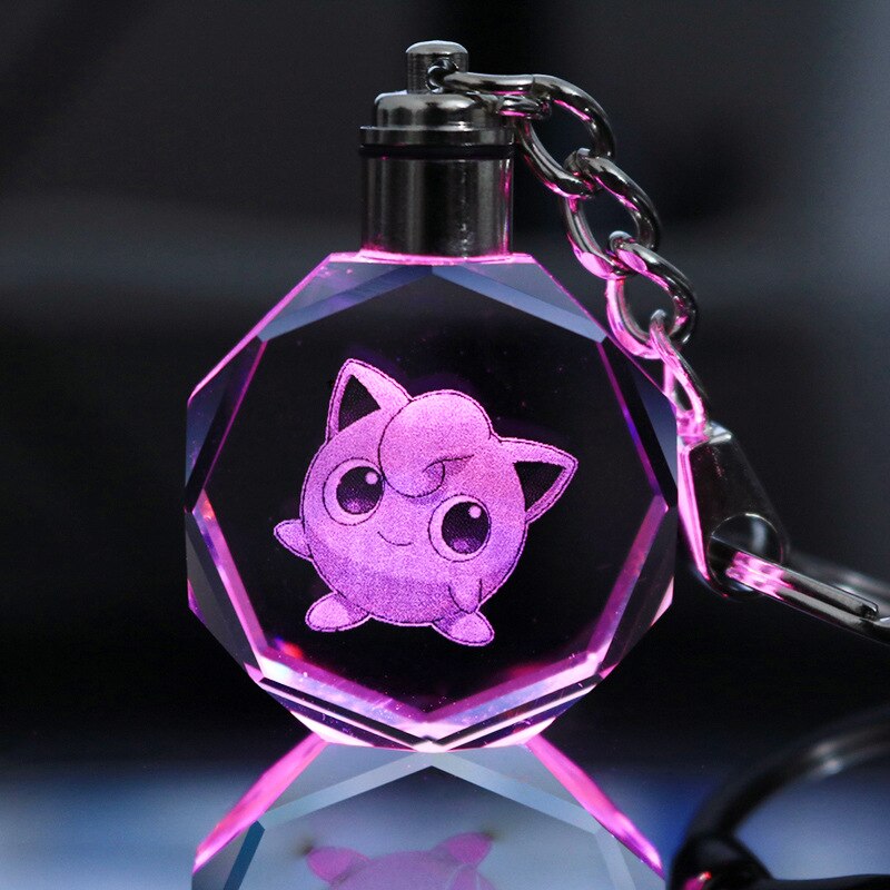 Porte-cl-s-Pikachu-personnage-de-dessin-anim-Pokemon-ensemble-Charizard-Eevee-Jigglypuff-lumineux-en-cristal