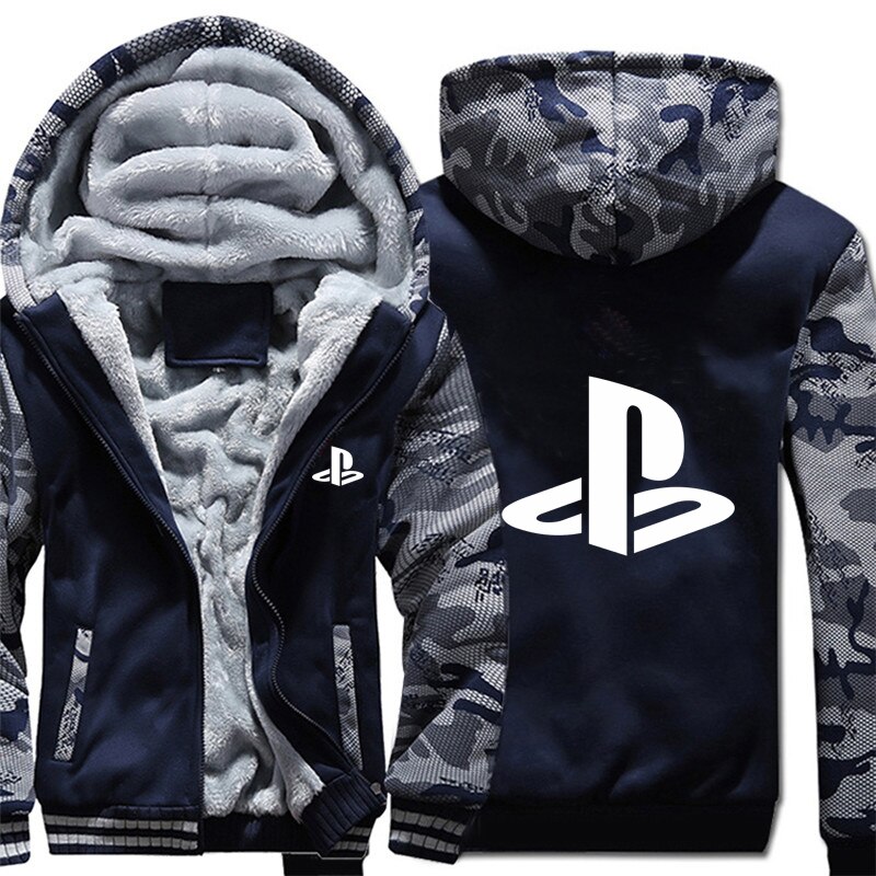 PlayStation-sweat-shirt-capuche-avec-manches-Camouflage-et-fermeture-clair-pour-l-hiver