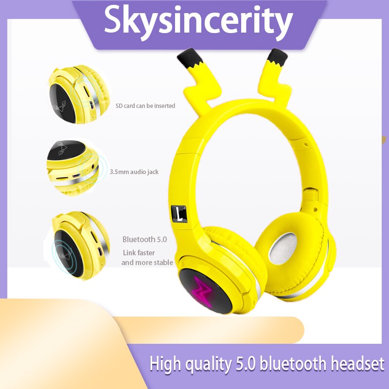 Ecouteurs-sans-fil-Bluetooth-pour-enfants-casque-d-coute-de-dessin-anim-musique-apprentissage-Pikachu