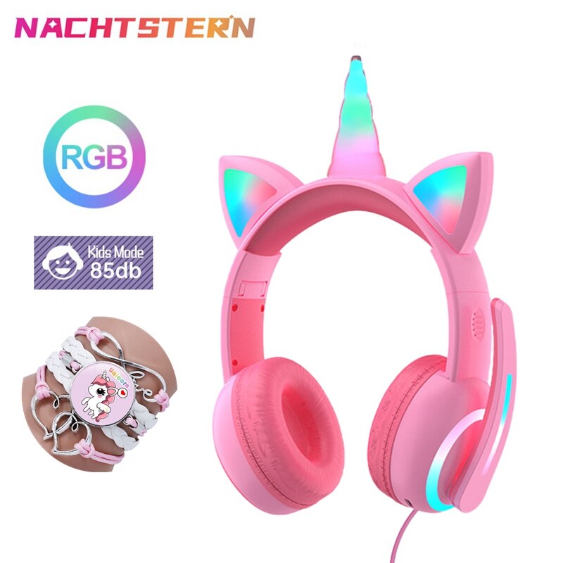 couteurs-licorne-pour-enfants-casque-filaire-avec-lumi-re-LED-Microphone-r-duction-de-bruit