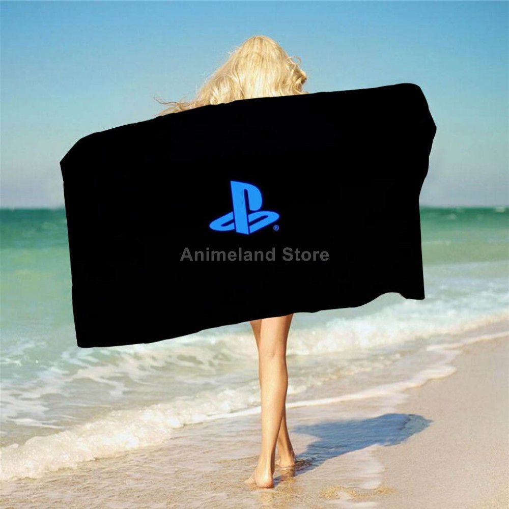 Serviette-de-plage-Playstation-motif-dessin-anim-3d-d-licat-couverture-de-bain-en-microfibre-pour