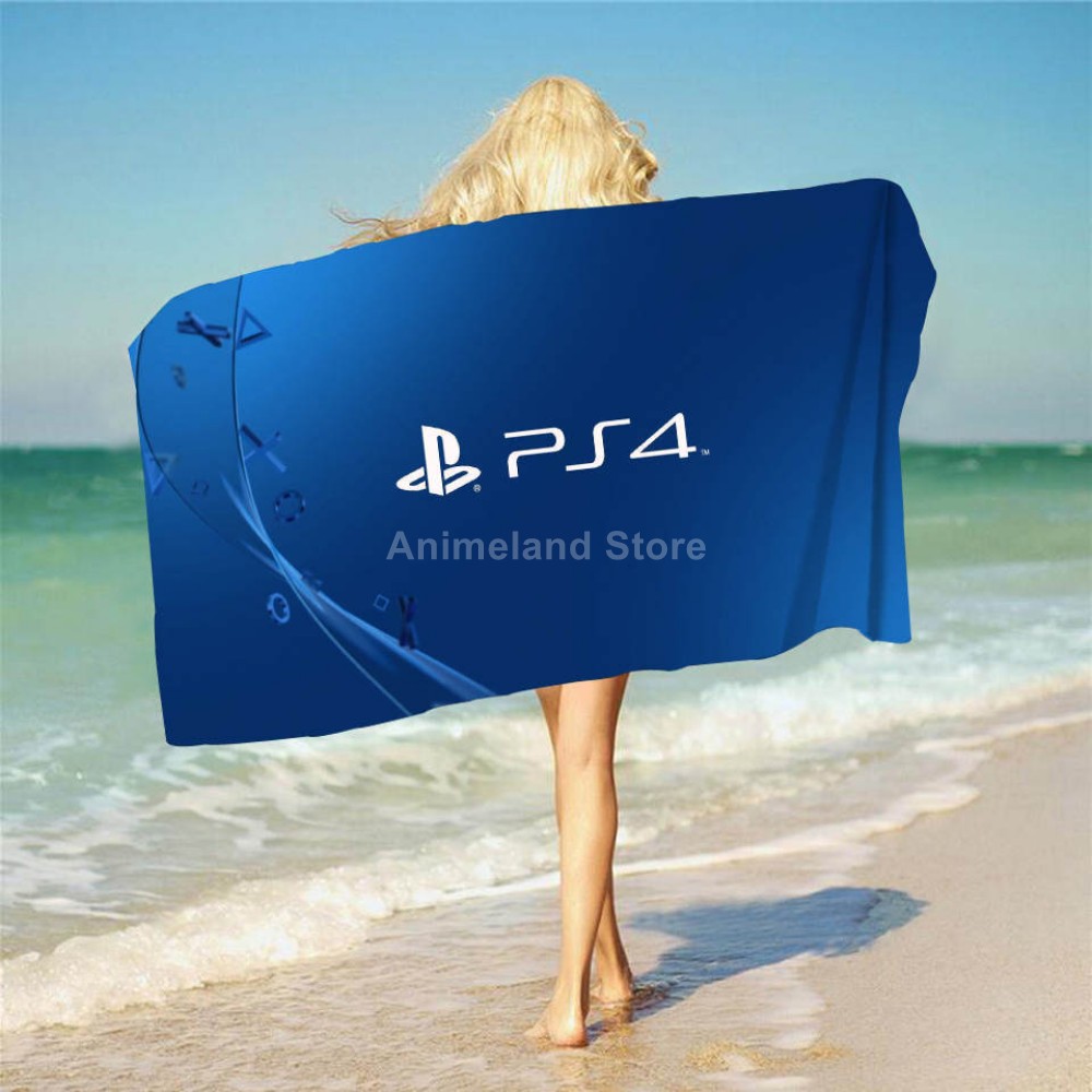 Serviette-de-plage-Playstation-motif-dessin-anim-3d-d-licat-couverture-de-bain-en-microfibre-pour