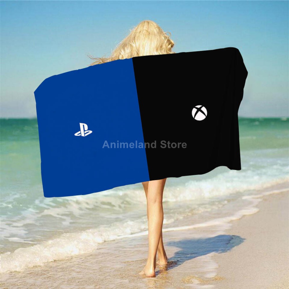 Serviette-de-plage-Playstation-motif-dessin-anim-3d-d-licat-couverture-de-bain-en-microfibre-pour