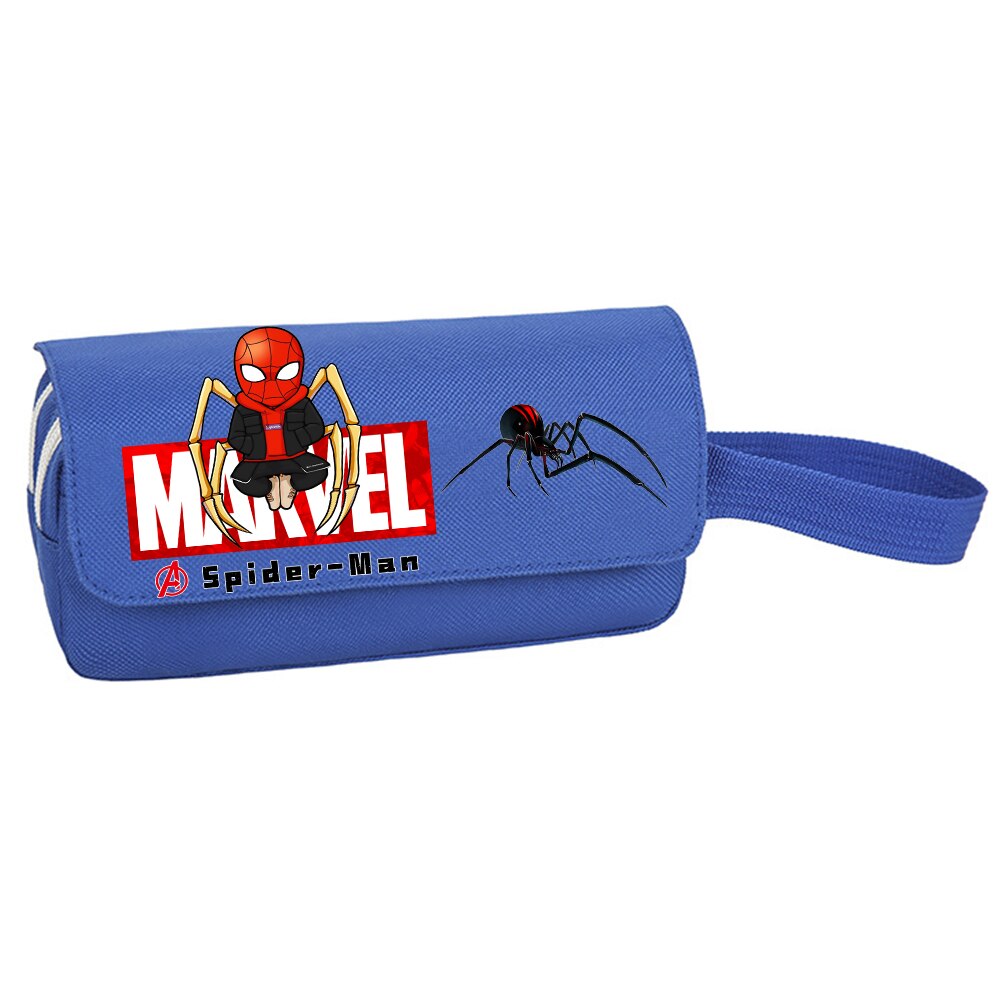 Marvel-trousse-crayons-Spiderman-Double-fermeture-clair-sac-de-papeterie-Ironman-pour-coliers-et-enfants-trousse