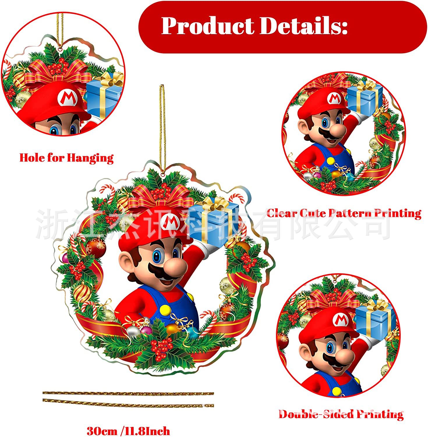 Ornements-d-arbre-de-No-l-Super-Mario-figurine-d-anime-pendentif-en-PVC-dessin-anim