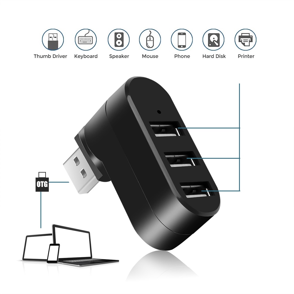 Adaptateur-avec-3-ports-USB-2-0-pour-Pc-ordinateur-Notebook-et-Mac-mini-s-parateur