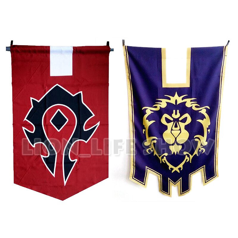 Monde-de-Warcraft-WOW-Alliance-Horde-Banni-re-Drapeau-Dacron-Bleu-Home-Decor-Cosplay-Accessoire