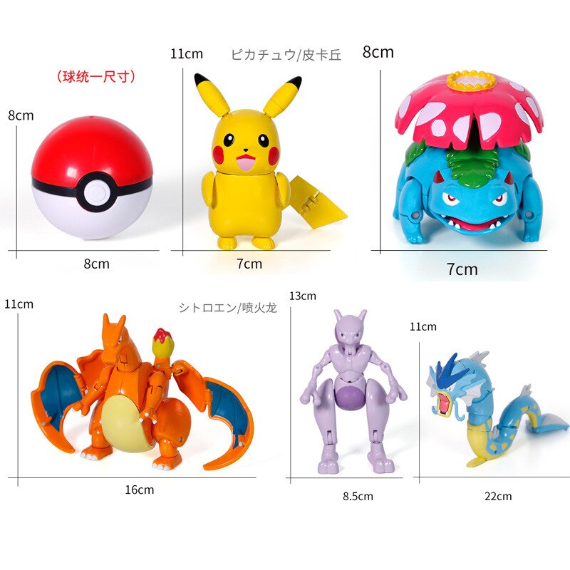 Figurines-Pok-mon-Dracaufeu-Pikachu-Solgaleo-et-Pok-ball-pour-enfant-jouet-produit-original-cadeau