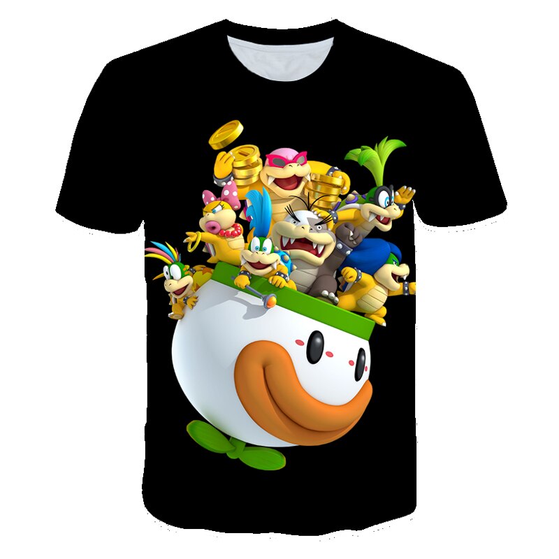 T-shirt-Mario-Bros-pour-gar-ons-et-filles-T-shirt-humoristique-imprim-en-3D-pour