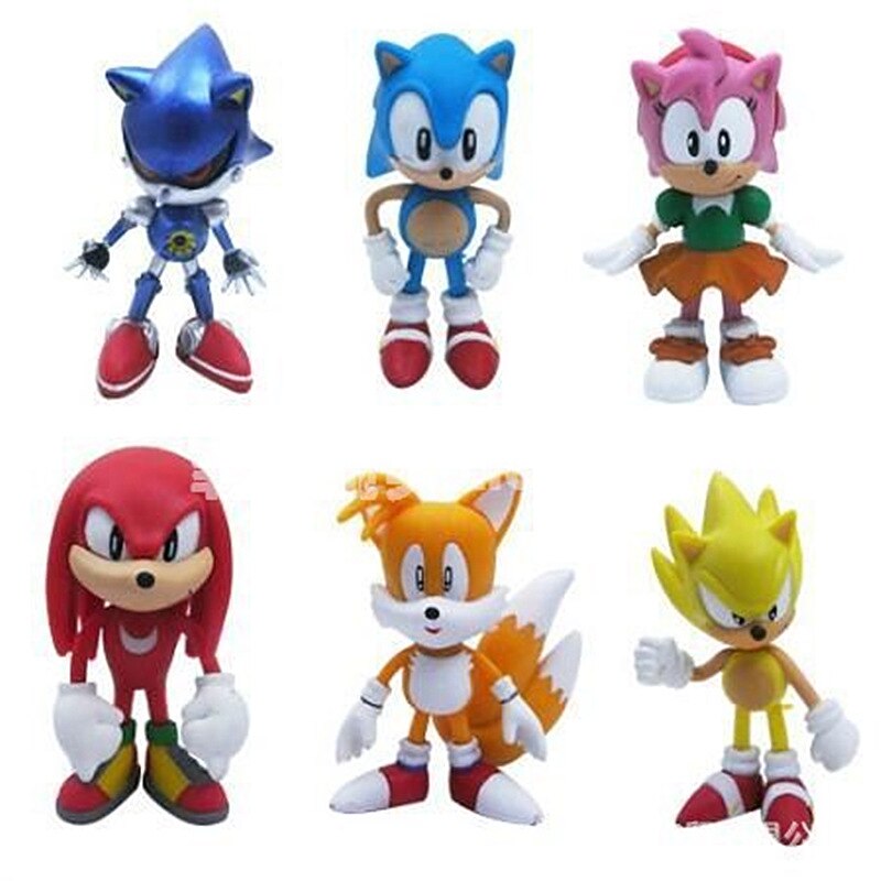 Figurines-Sonic-6-pi-ces-ensemble-6-7cm-jouet-en-Pvc-queue-d-ombre-jouets-pour