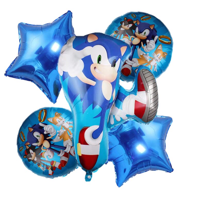 Ensemble-de-ballons-en-film-d-aluminium-Sonic-ball-star-5-pi-ces-d-coration-de