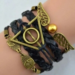 Bracelet-Harry-Potter-et-les-Reliques-de-la-Mort-r-tro-cuir-vif-d-or-ailes