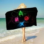 Serviette-de-plage-Playstation-motif-dessin-anim-3d-d-licat-couverture-de-bain-en-microfibre-pour