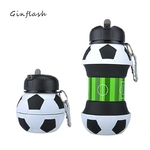 Football-Football-Silicone-bouteille-d-eau-avec-paille-pliable-pliable-voyage-non-toxique-bouteilles-innovant-Camping