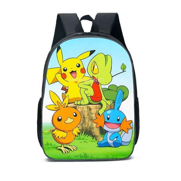 Pokemon Grande Capacité Sac à Dos École Sac de Voyage Sac à Lunch Crayon  Cas Ensemble Pikachu Anime Cartoon Bag 