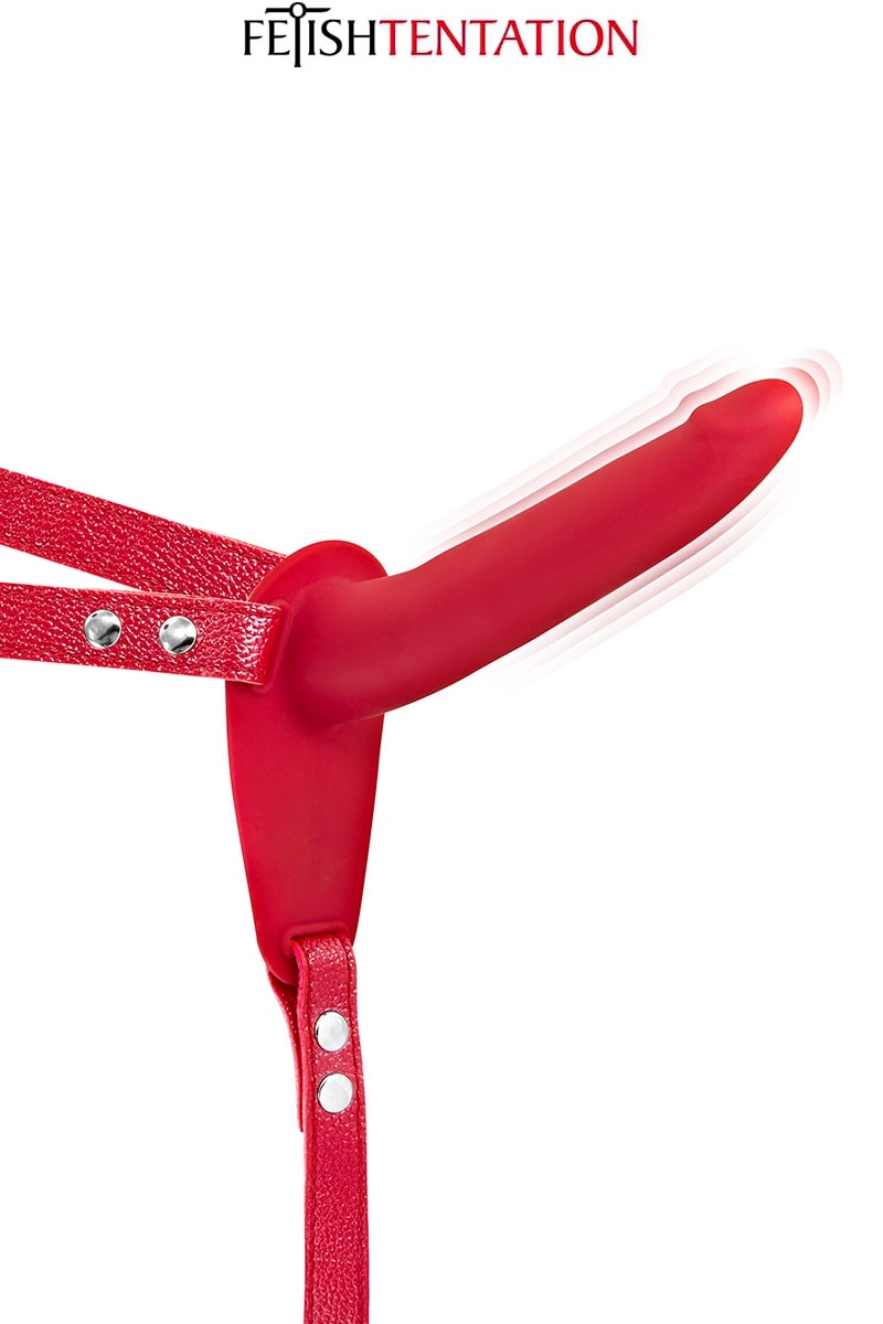 Gode ceinture vibrant rouge Fetish Tentation 15,5 x 3 cm
