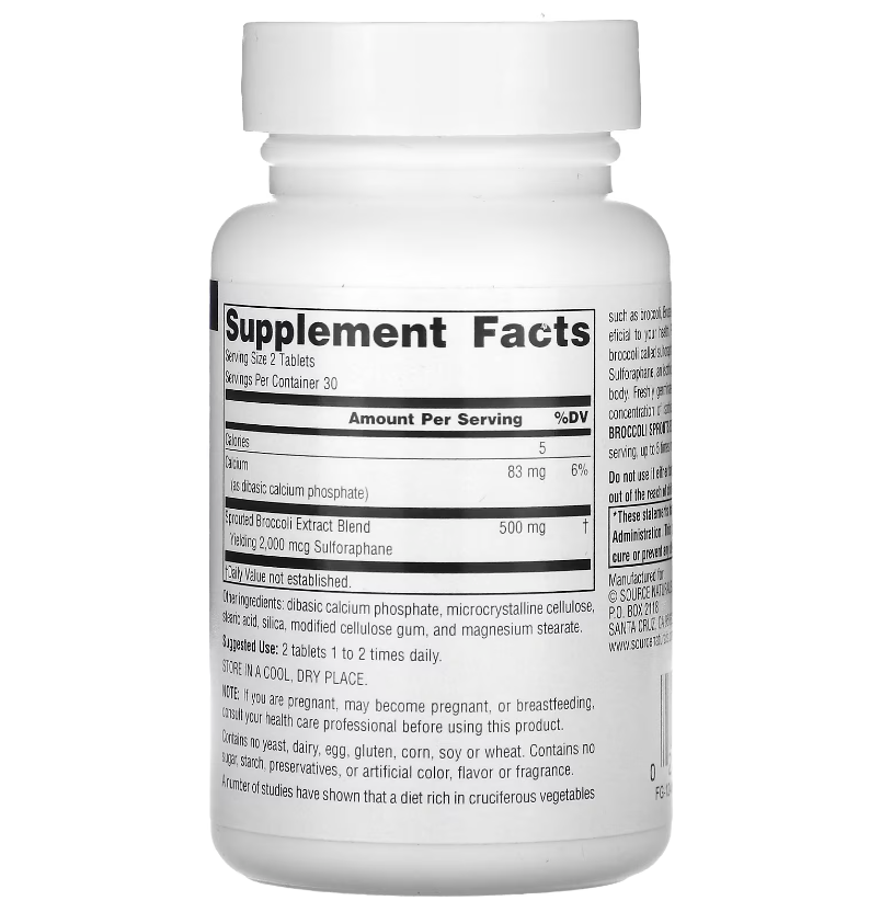 source natural extrait de brocoli 60 comprimes b