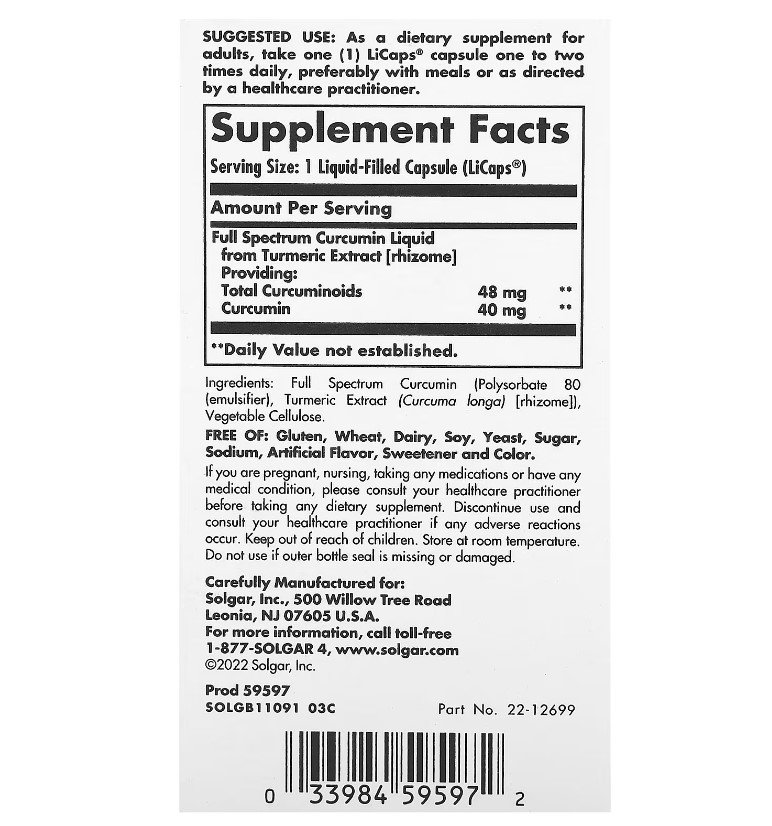 Solgar Full Spectrum Curcumin 30 caps b