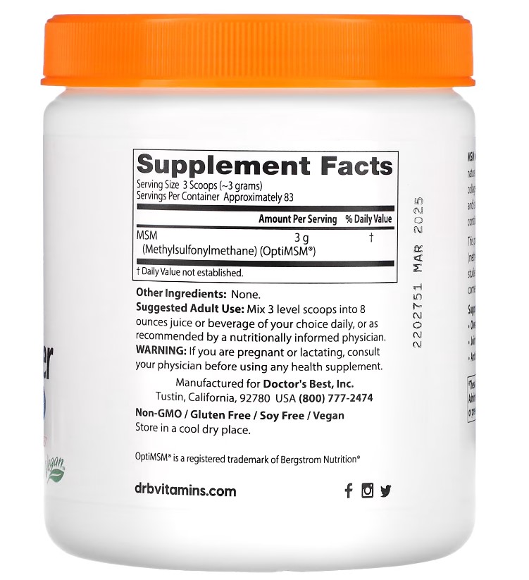 doctors best msm poudre 250 gr b
