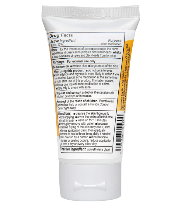 DE LA CRUZ Acné traitement sulfure 10% tube 74 gr1