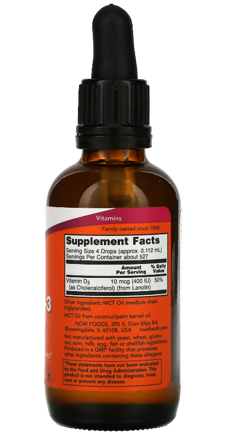 now foods vitamine d3 liquid 400 iu b