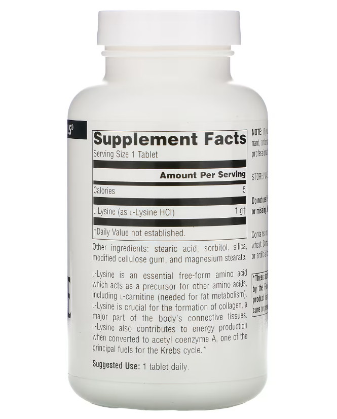 source naturals l lysine 100 caps b
