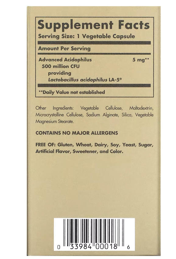 solgar acidophilus avance 100 capsules b