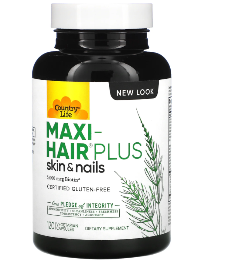 Country Life, Maxi-Hair Plus, 5000 µg de biotine, 120 capsules - Peau ...