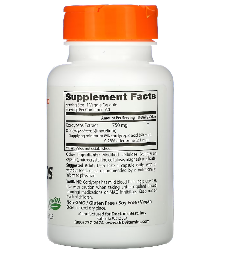 doctors best ultra cordyceps 750mg 60 capsules b