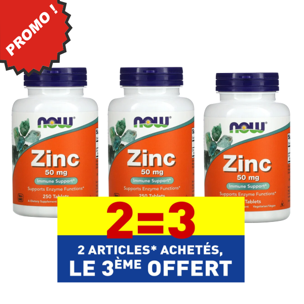 now foods zinc 50mg 250 caps promo pack 3