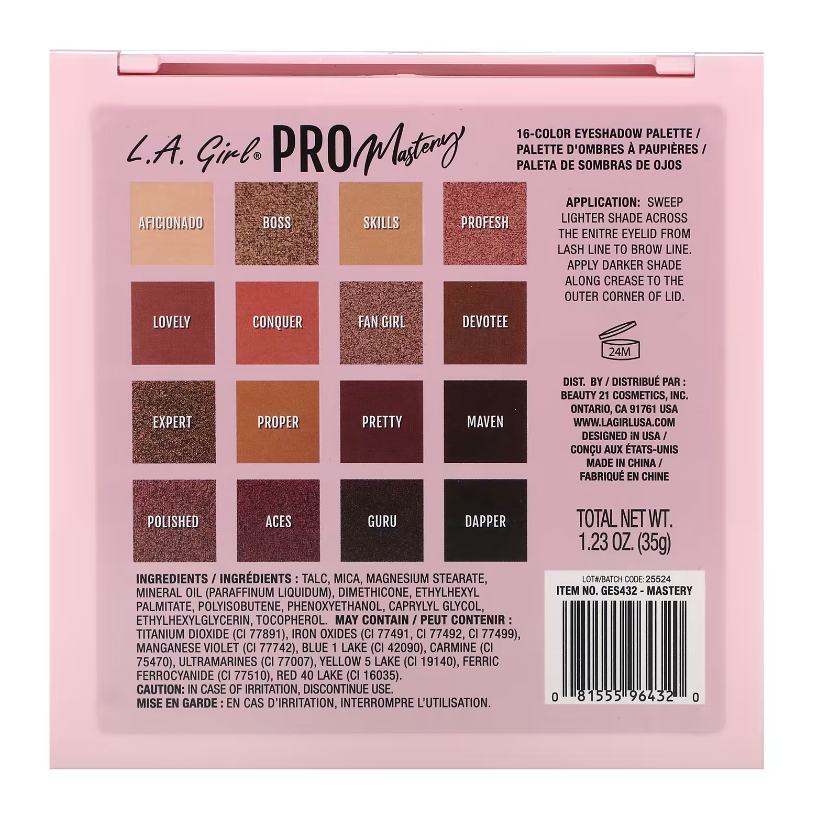 la cosmetics palette pro eyeshadow mastery 3
