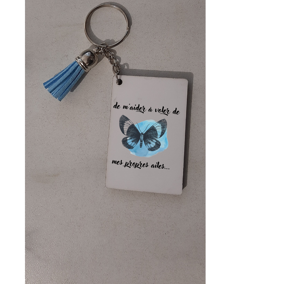 Porte clefs rectangulaire papillon