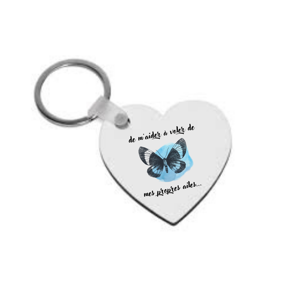 Porte clefs coeur papillon