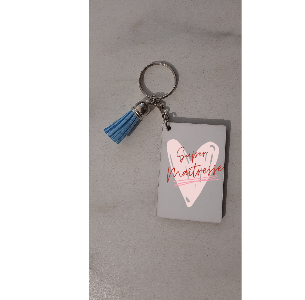 Porte clefs rectangulaire Vie en rose