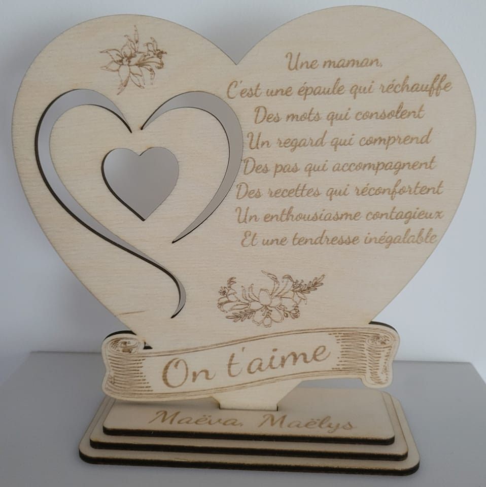 Décoration en Bois en Forme de Cœur