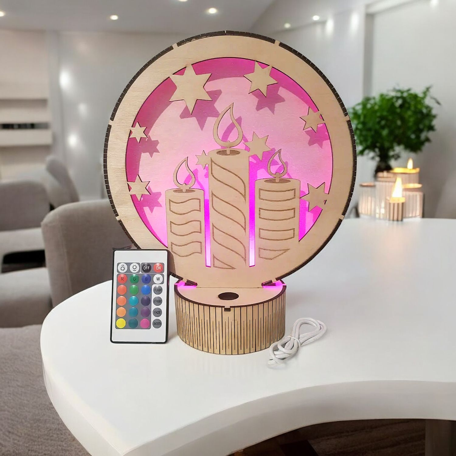 Lampe Décorative Bougies et Étoiles