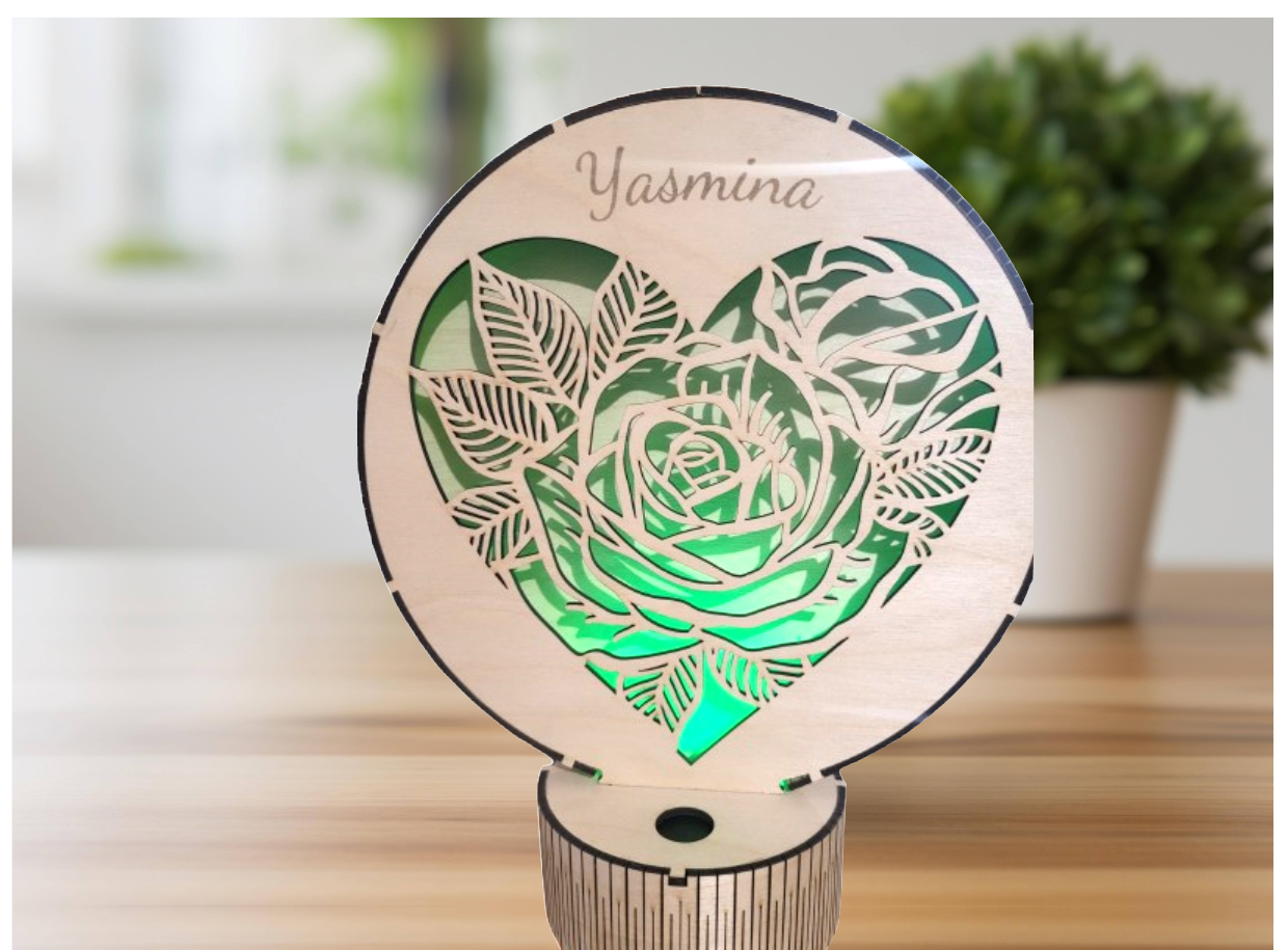 Lampe coeur fleuri
