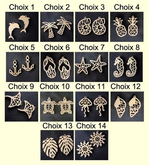 Boucles d\'Oreilles en Bois Élégante ( thème mer/nature )