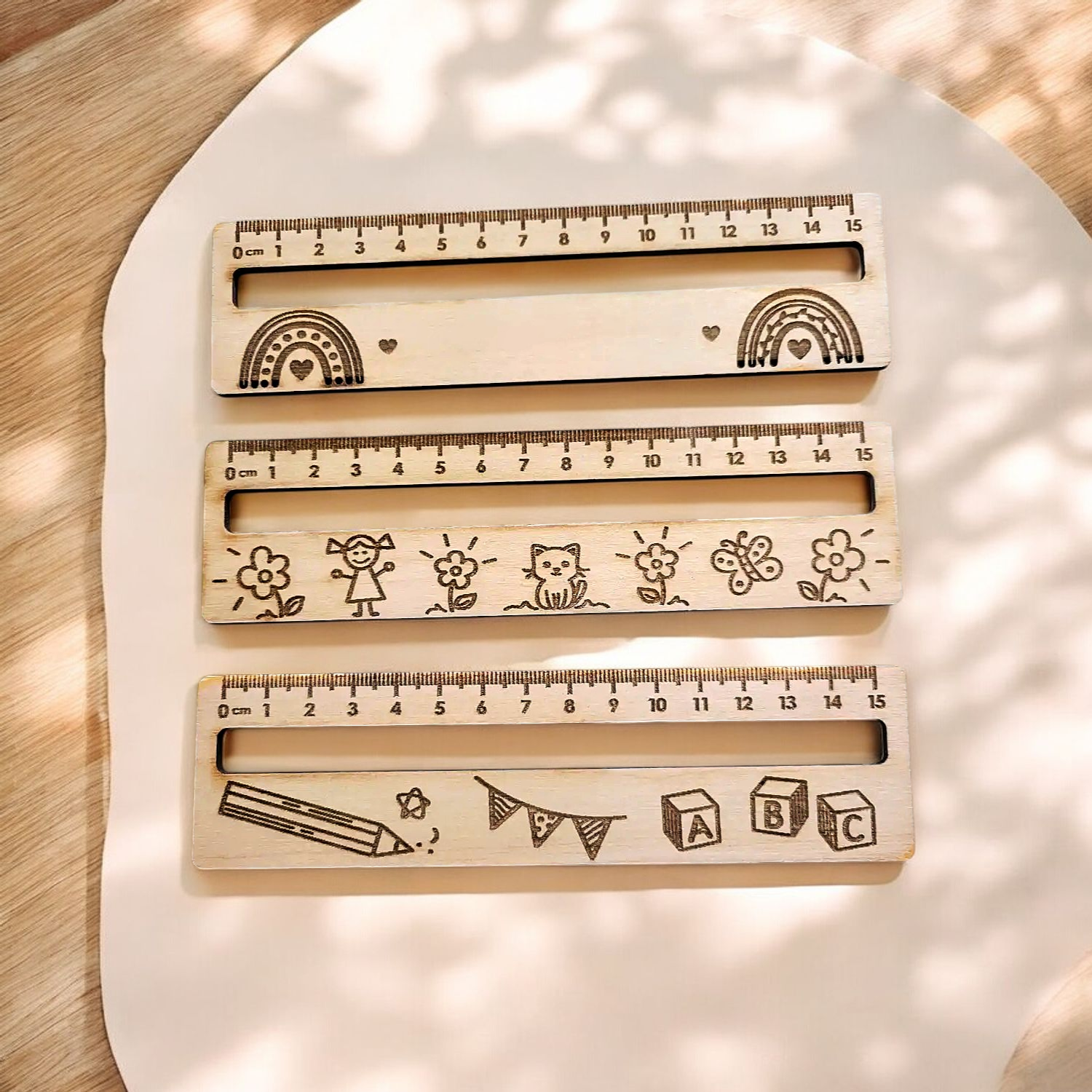 Règle de lecture en Bois Illustrée pour Enfants